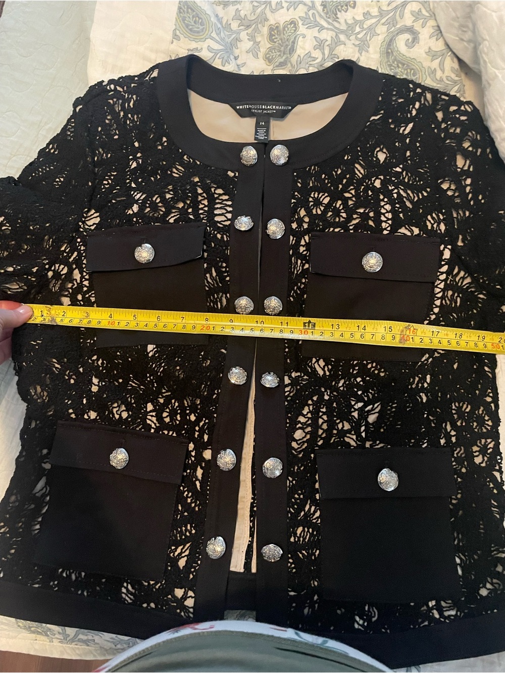 WHBM black and ecru crocheted stylist jacket, size 14 - Picture 7 of 9